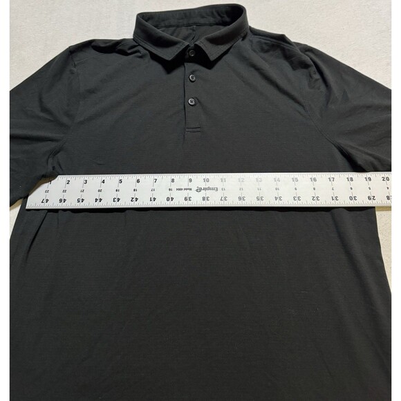 Lululemon Polo Shirt Mens L Black Stretch Golf Sports Short Sleeve Performance - Picture 4 of 5